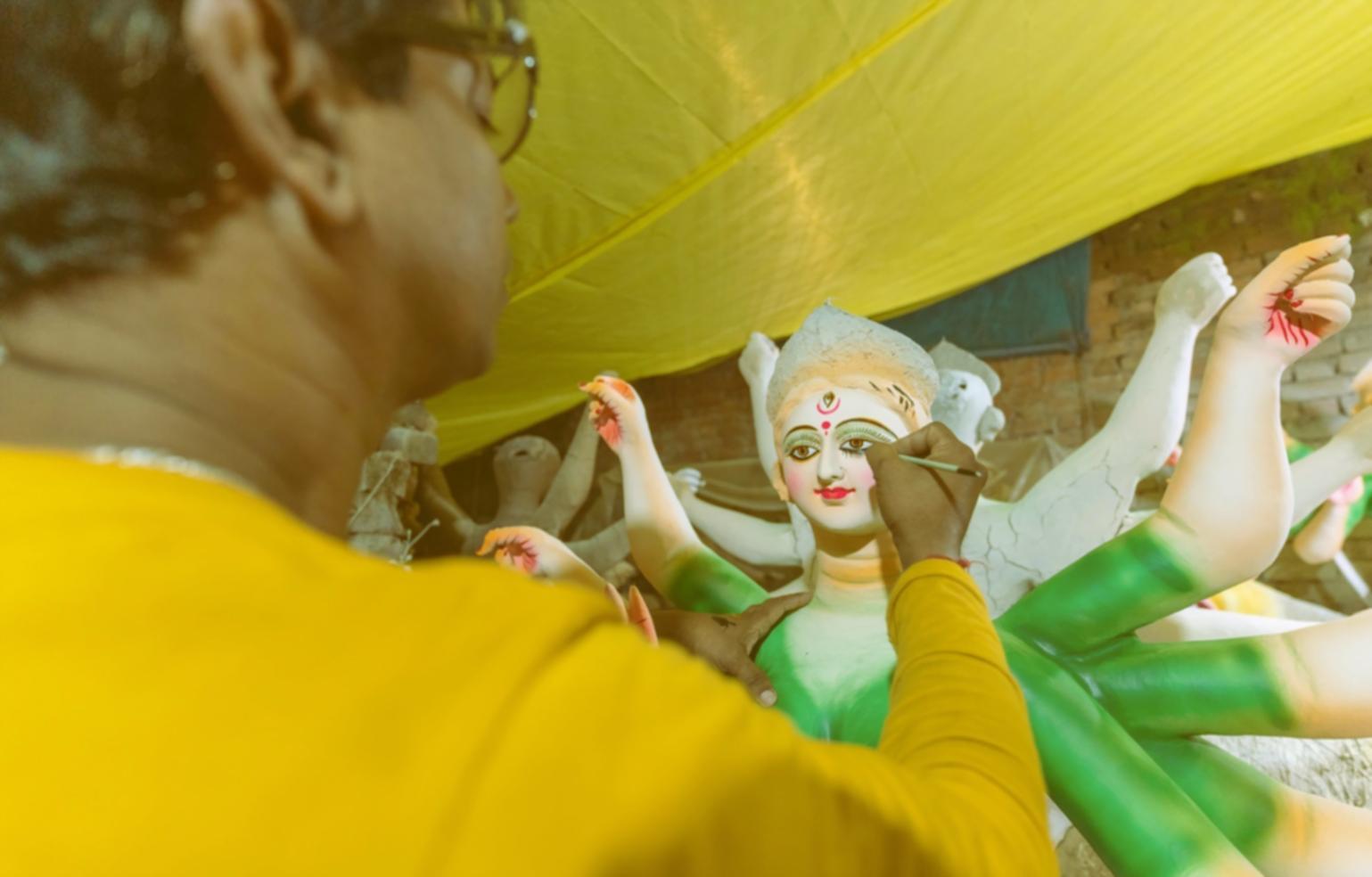 Illustration workspace with tools and sketches